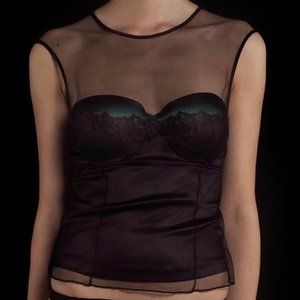 LA PERLA BLACK & TEAL GREEN SMOKING CORSET/BUSTIER TOP